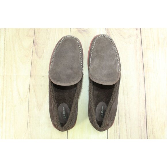 LL Bean Men's Brown Suede Cozy Fleece Lined Mountain Moccasins Slippers 11 M - Picture 7 of 9